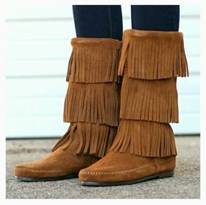 Minnetonka Authentic Brown 3 layered fringe